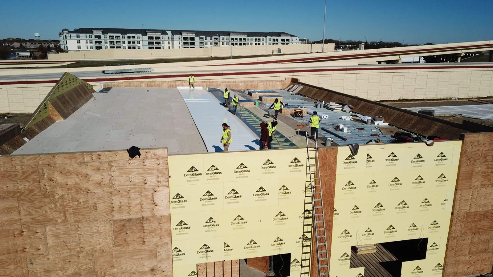 Securock cover board field with membrane advancing
