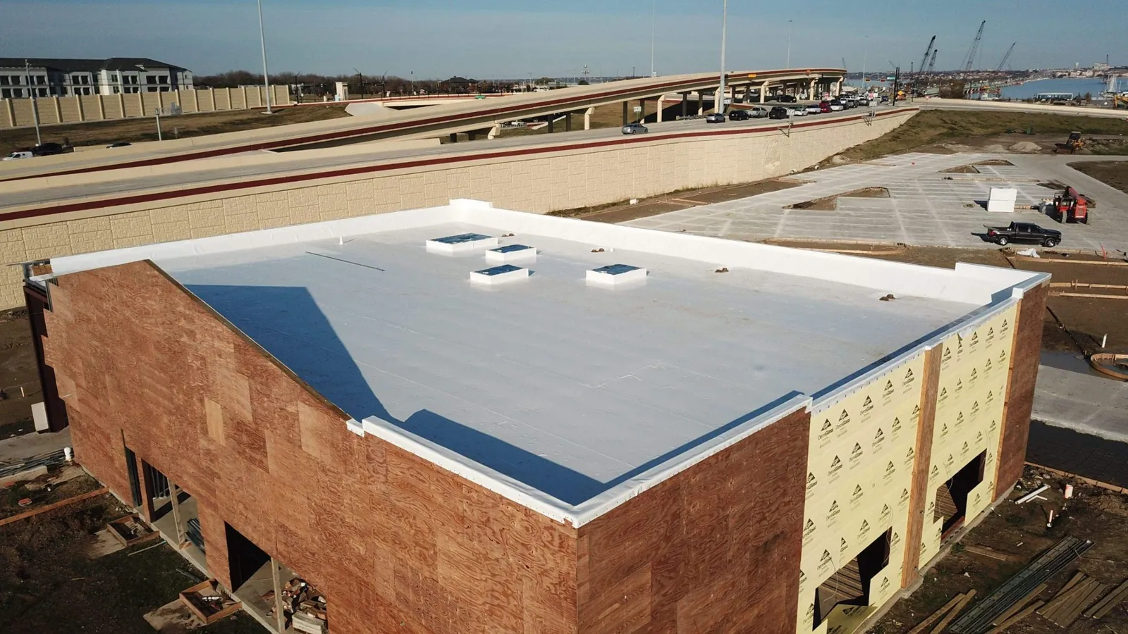 Aerial of the completed roof