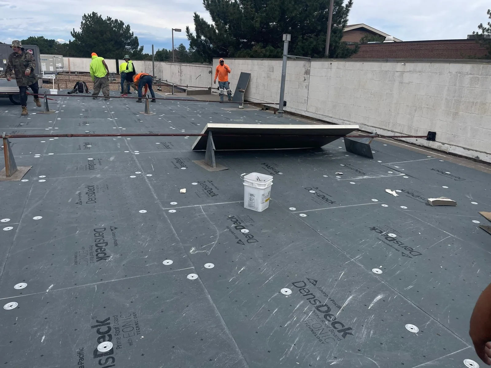 DensDeck Prime cover board over the cleaned deck